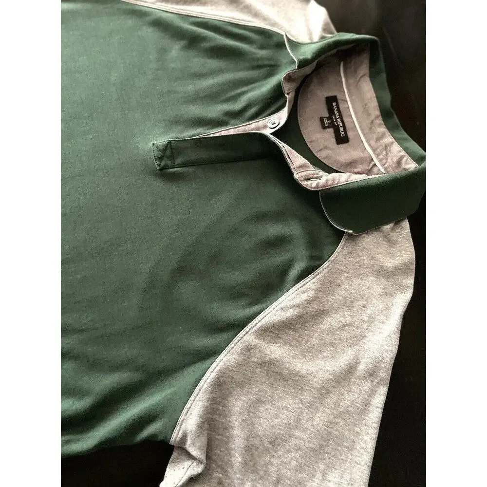 BANANA REPUBLIC Slim Fit Green/Grey Polo Mens sz L